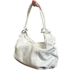 Paolo Masi NEW Y2K White Pebbled Leather Hobo Bag Vichy Line 5121 Bianco Italy